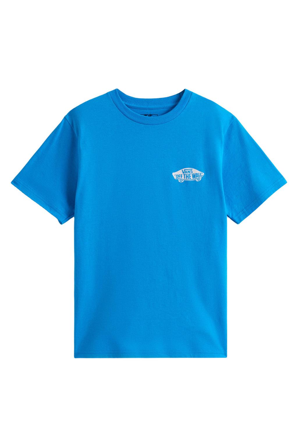 Blauwe jongens en meisjes VANS T-shirt van katoen met backprint, korte mouwen en ronde hals