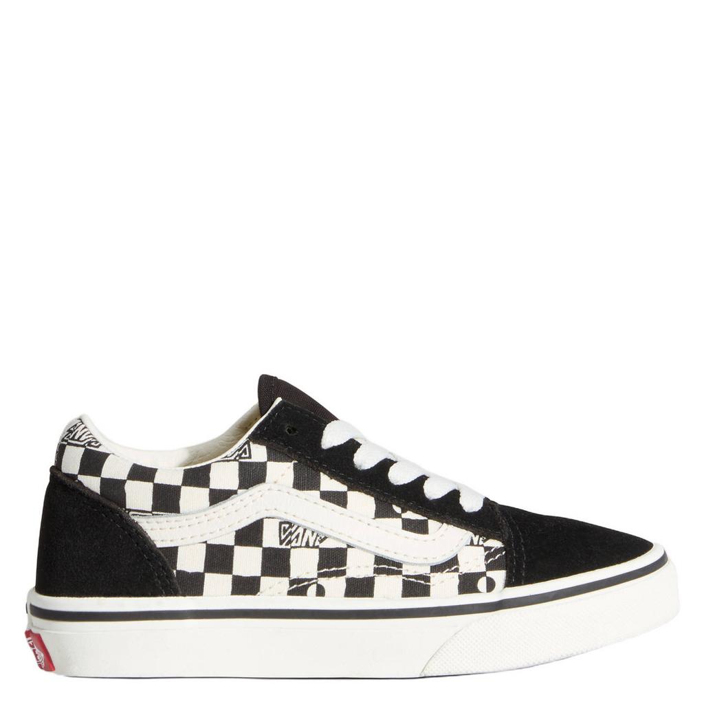 Zwart en witte jongens en meisjes Vans Old Skool sneakers van leer met textiel met veters