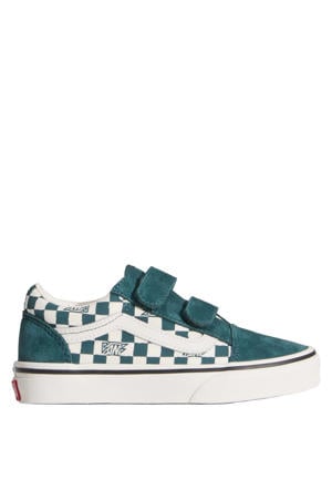 Old Skool leren sneakers blauwgroen/ecru