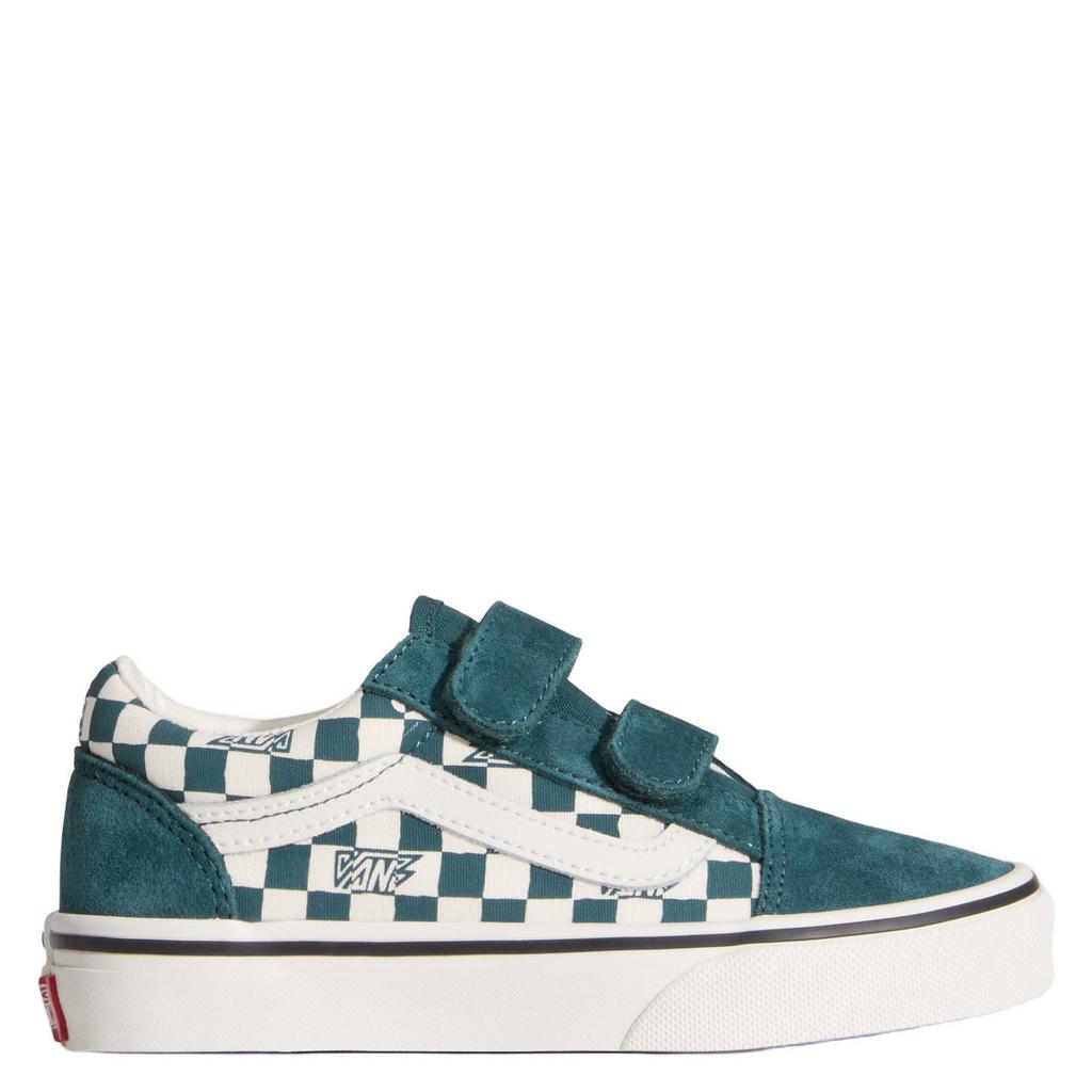 Blauw en ecru jongens en meisjes VANS Old Skool leren sneakers groen met veters