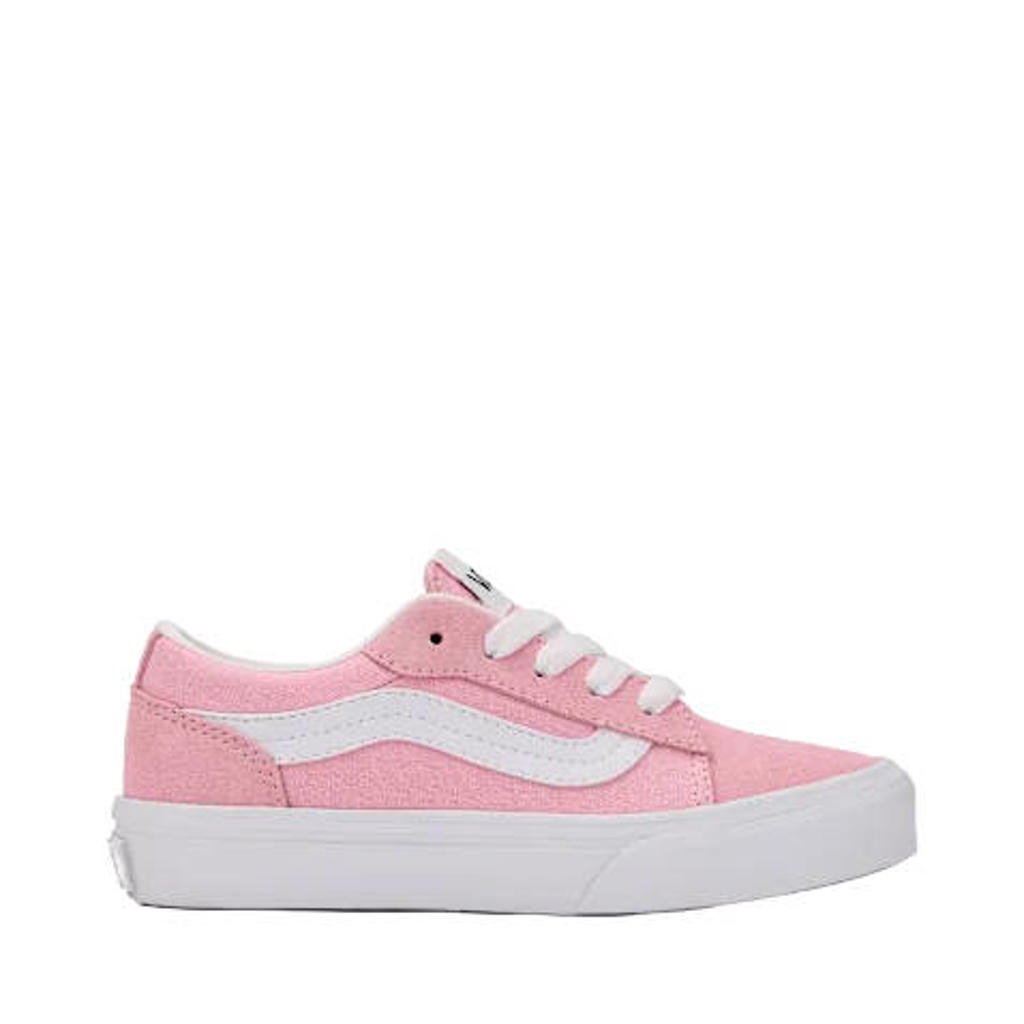 Lichtroze en witte jongens en meisjes VANS Vero LS sneakers van leer met veters