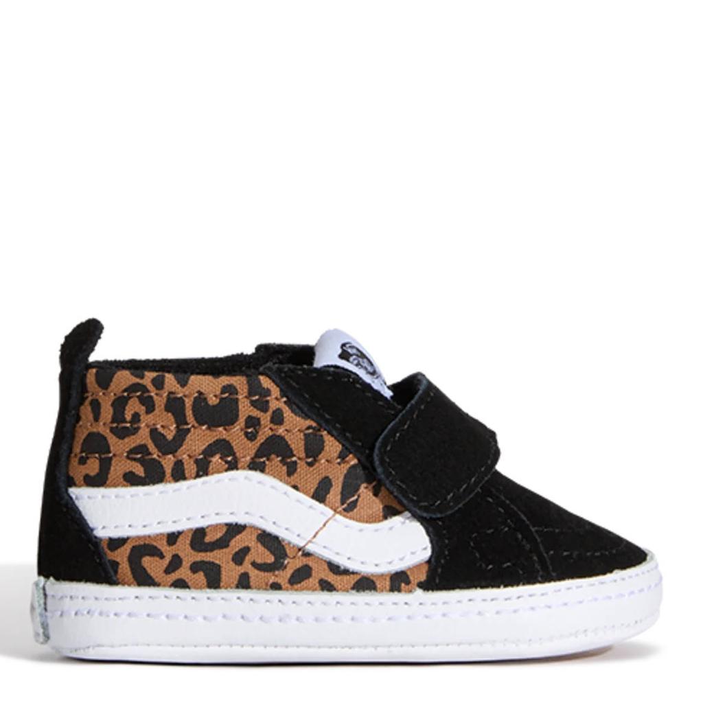Camel en zwarte meisjes Vans SK8-Hi sneakers van leer met textiel met klittenband
