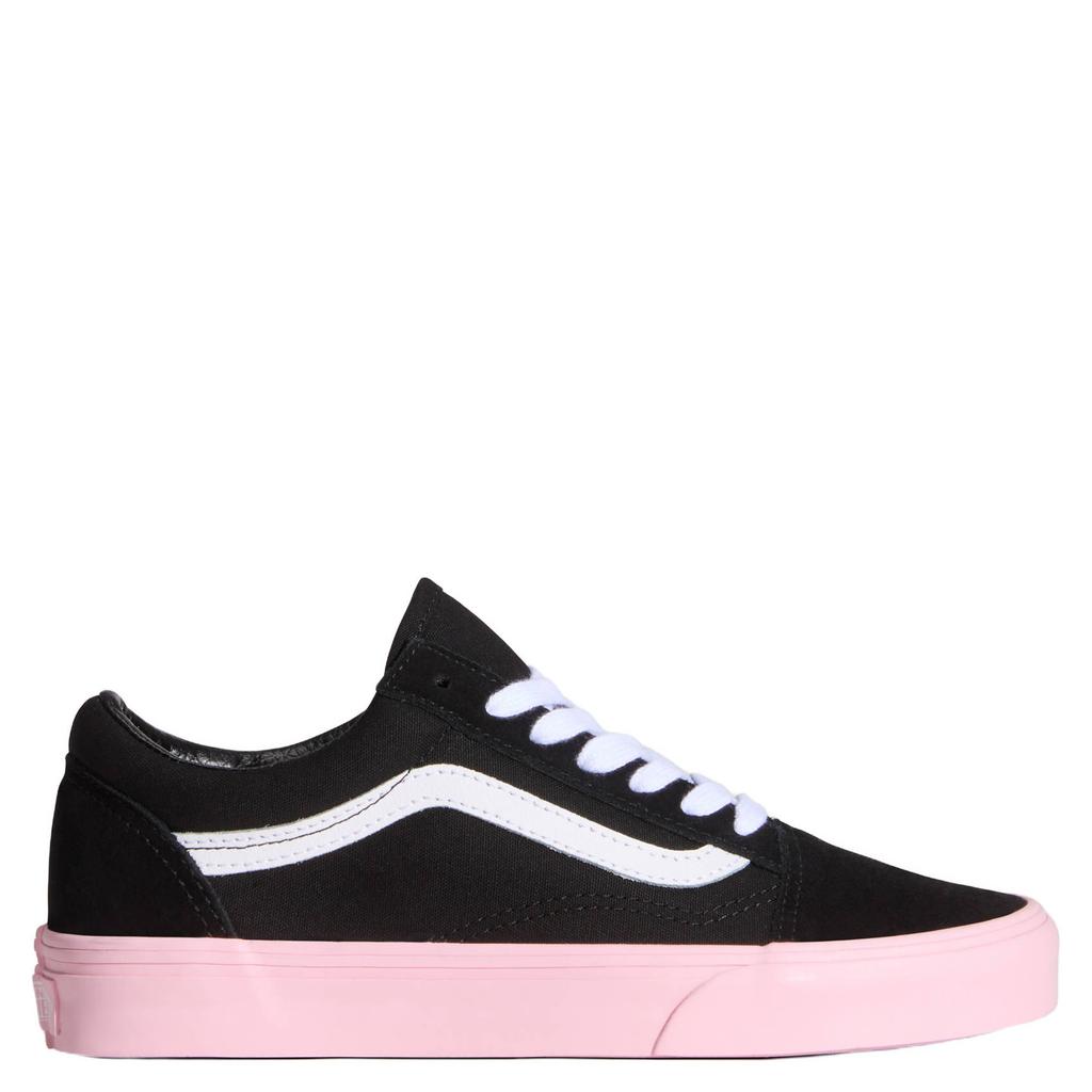 Roze en zwarte heren Vans Old Skool sneakers van leer met veters