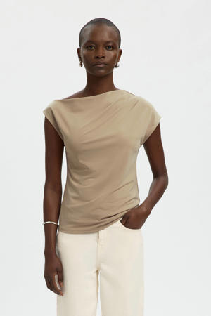 asymmetrische top beige