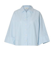 thumbnail: Selected blouse met krijtstreep lichtblauw