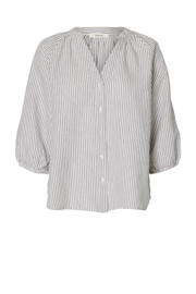 thumbnail: Selected gestreepte blouse met linnen ecru