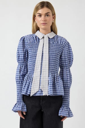 geruit blouse lichtblauw