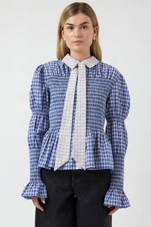 geruit blouse lichtblauw