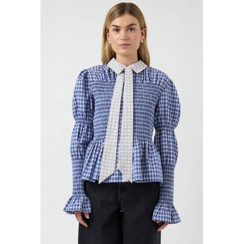 Y.A.S geruit blouse lichtblauw afbeelding