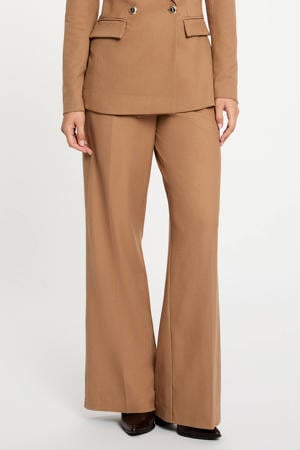 wide leg regular waist pantalon bruin