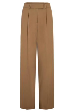 wide leg regular waist pantalon bruin