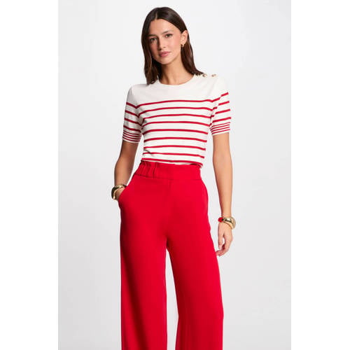 Morgan top ecru/ rood afbeelding