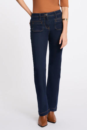 high waist bootcut jeans dark blue denim
