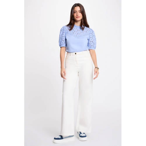 Morgan top broderie blauw afbeelding