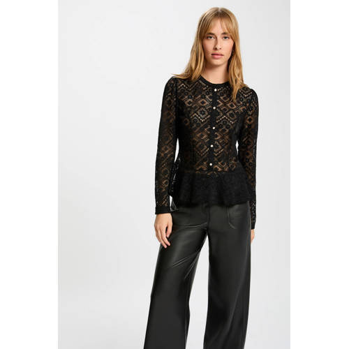 Morgan kanten peplum top zwart afbeelding