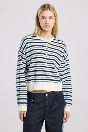 gestreepte sweater marineblauw