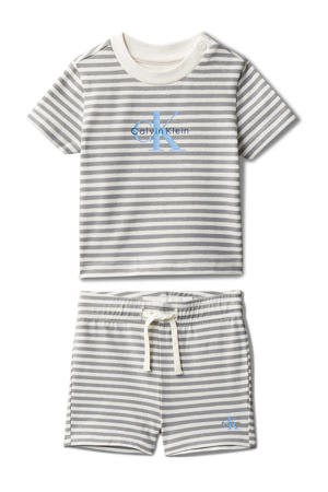 baby T-shirt + korte broek grijs/wit
