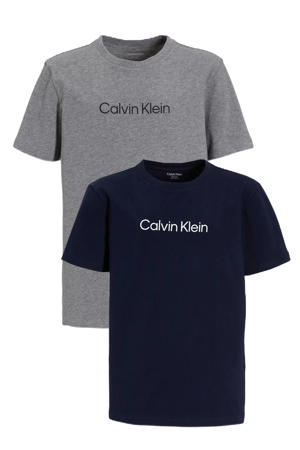 T-shirt - donkerblauw/grijs melange (set van 2)