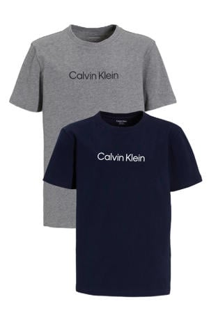 T-shirt - donkerblauw/grijs melange (set van 2)
