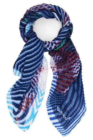 sjaal met bloemenprint blauw