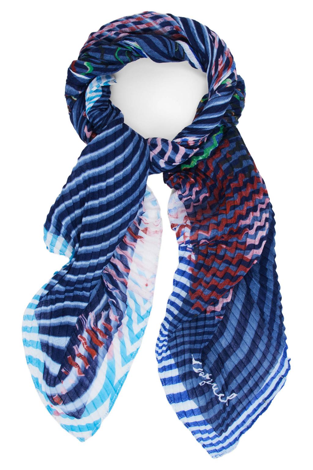 Desigual sjaal met bloemenprint blauw