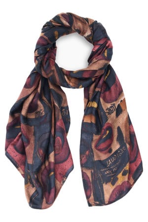 sjaal met print donkerrood