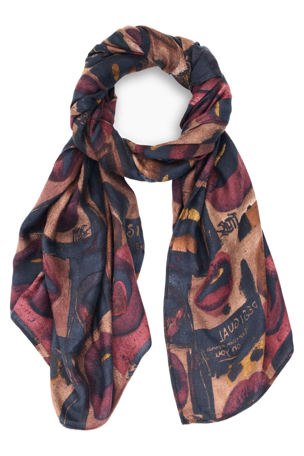 Desigual sjaal met print donkerrood