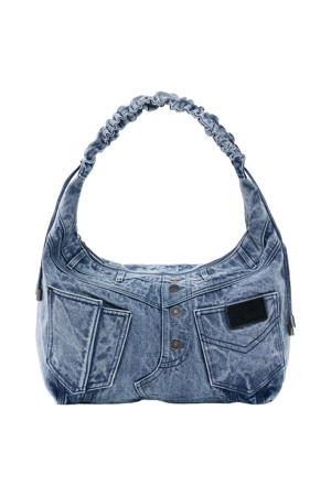 denim schoudertas blauw