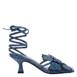 denim sandaletten met 3d applicatie dark denim