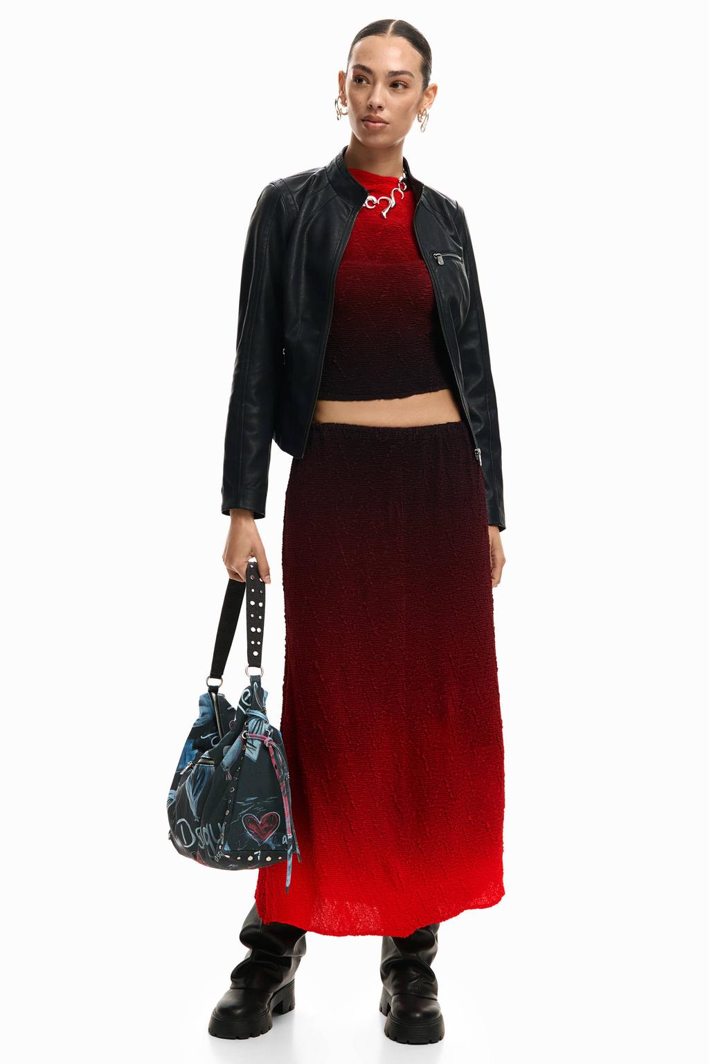 Rode dames Desigual top van polyester met dip-dye effect en lange mouwen