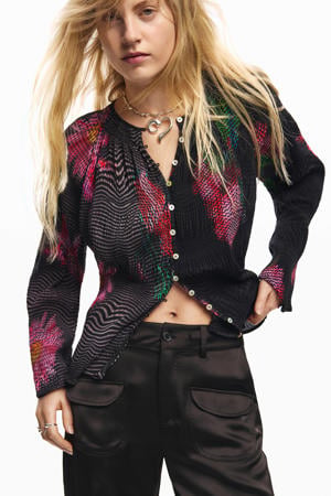 gebloemde blouse zwart