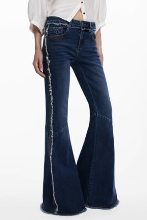 flared jeans dark blue denim