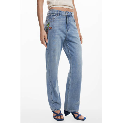 Desigual high waist straight leg jeans medium blue denim afbeelding