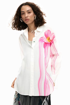 gebloemde blouse wit