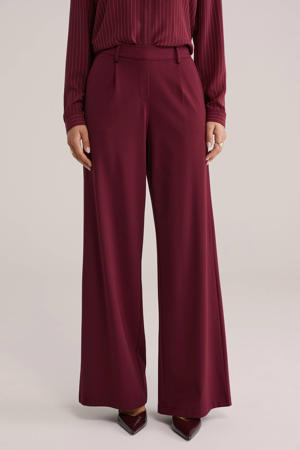 wide leg high waist broek donkerrood