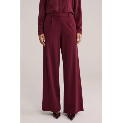 WE Fashion wide leg high waist broek donkerrood afbeelding