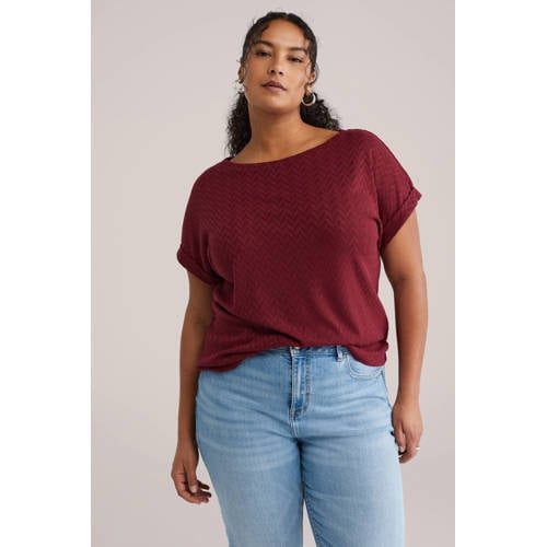WE Fashion T-shirt donkerrood afbeelding