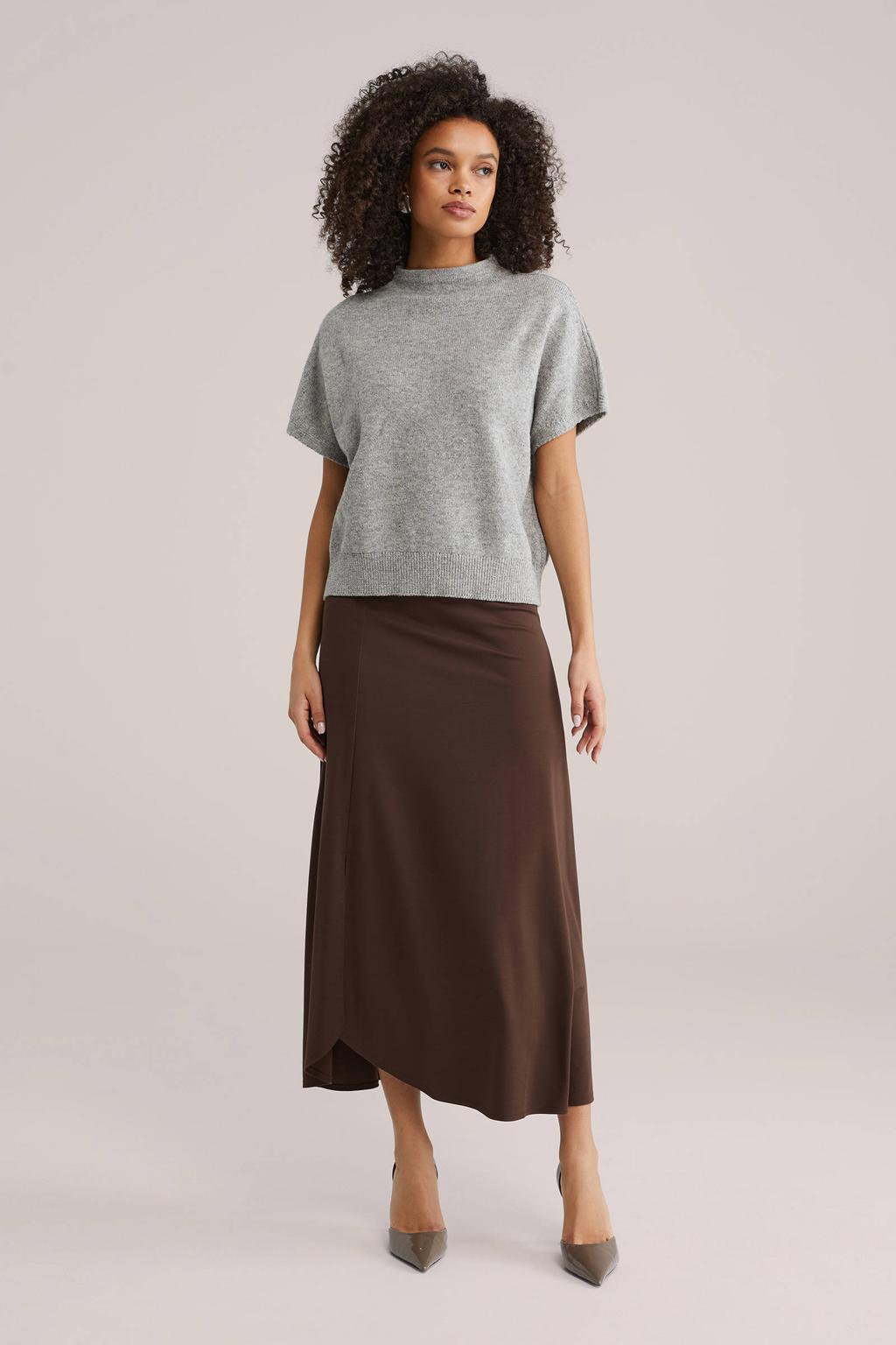 Donkerrode dames WE Fashion A-lijn rok gemaakt van viscose en met blinde ritssluiting