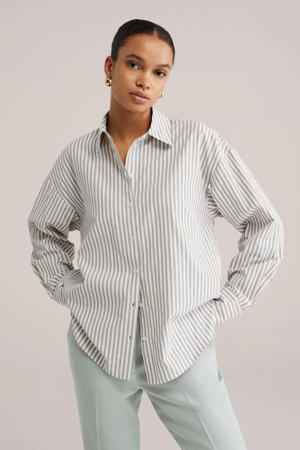 gestreepte blouse taupe