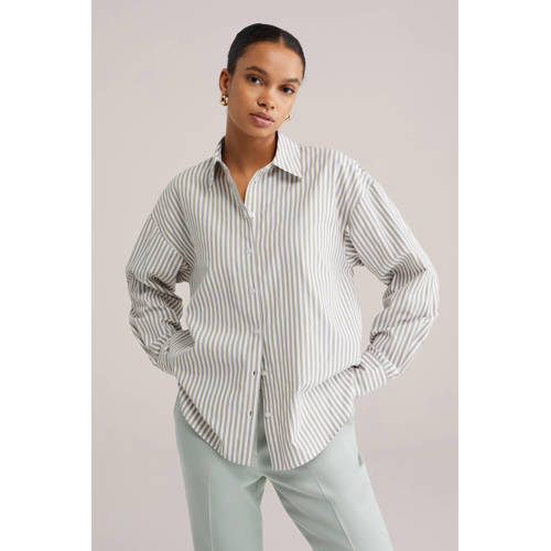 WE Fashion gestreepte blouse taupe afbeelding