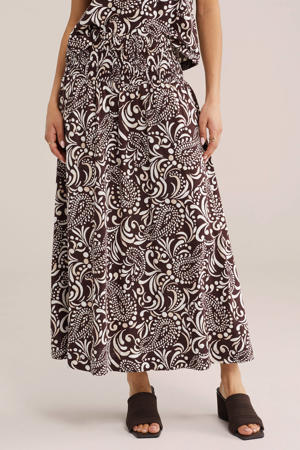 A-lijn rok met paisley print bruin