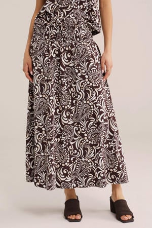 A-lijn rok met paisley print bruin