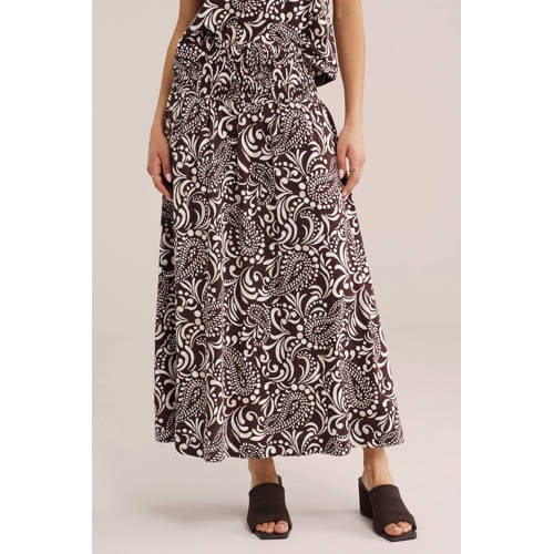 WE Fashion A-lijn rok met paisley print bruin afbeelding