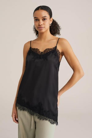mouwloze top zwart