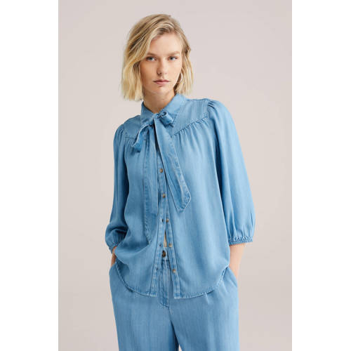 WE Fashion denim blouse light blue denim afbeelding