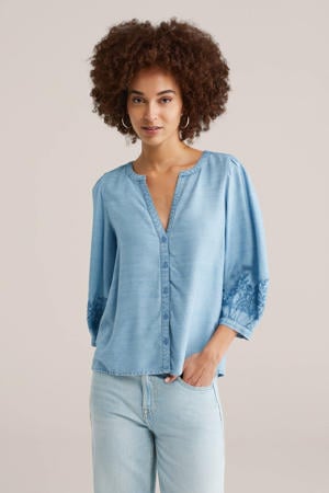 denim blouse light blue denim