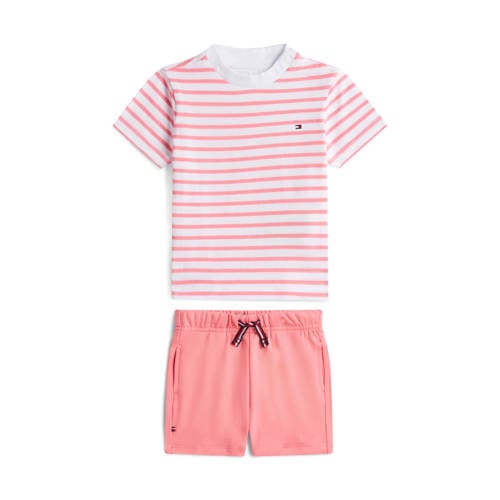 Tommy Hilfiger T-shirt + korte broek roze/wit afbeelding