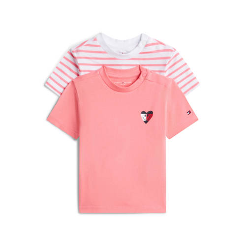 Tommy Hilfiger baby T-shirt - set van 2 roze/wit afbeelding