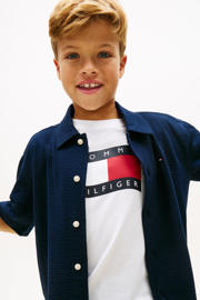 thumbnail: Tommy Hilfiger casual overhemd met textuur donkerblauw