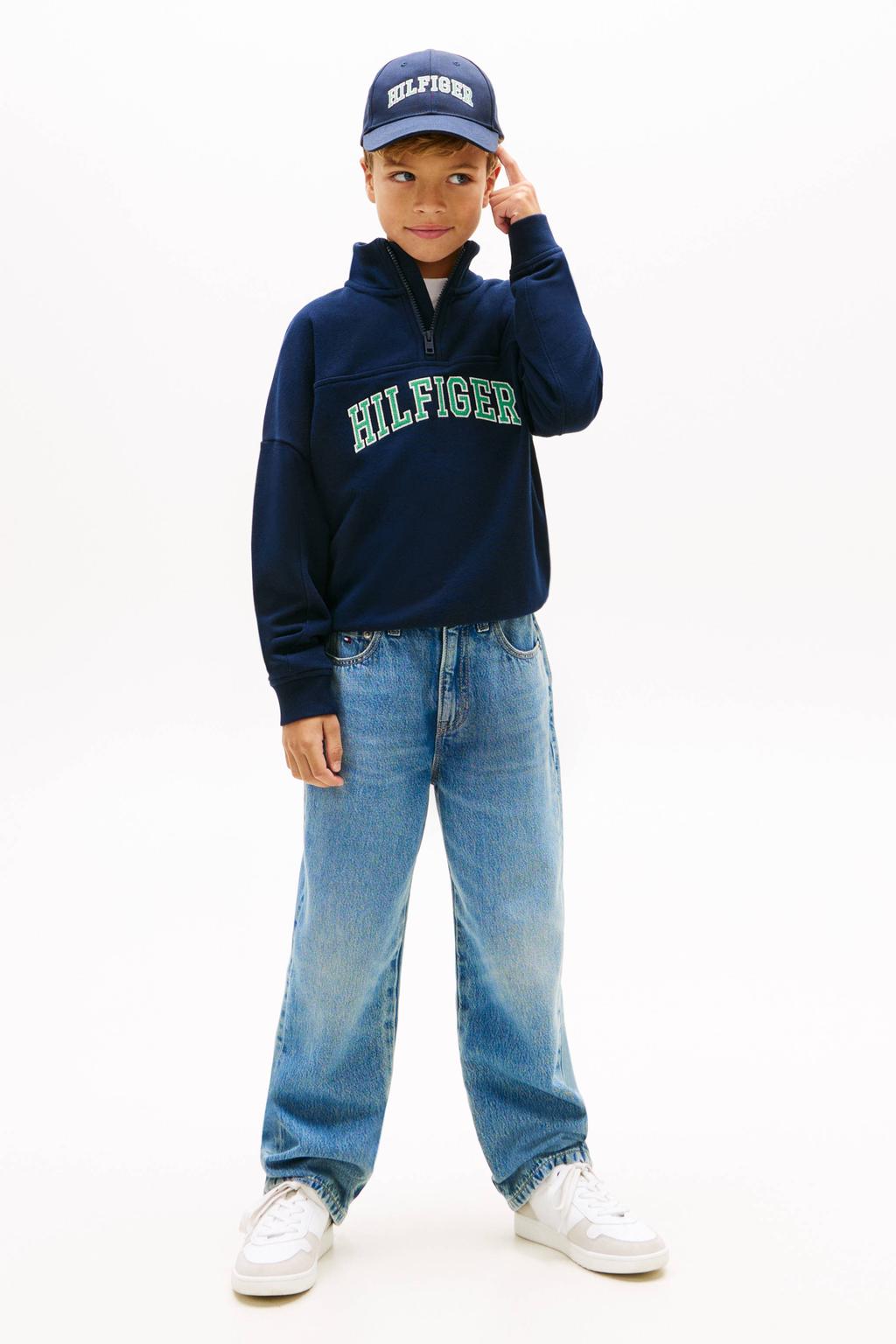 Medium blue denim jongens Tommy Hilfiger loose fit jeans van denim met relaxed en effen